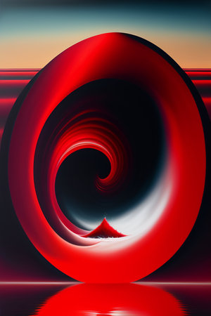 Abstract red spiral background. 3d rendering, 3d illustration.の写真素材