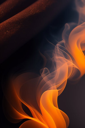 abstract background smoke curves and wave on black background, design elementの写真素材