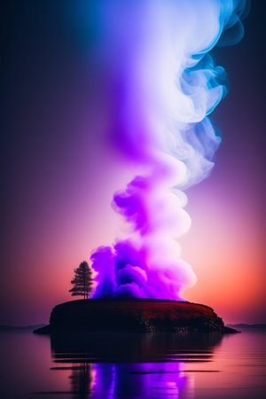 Geyser eruption in Iceland at sunrise. Colorful background.の写真素材