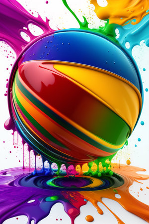 abstract 3d illustration of colorful watercolor splash on white background