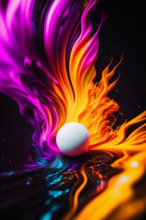 Easter egg on a colorful background with a pattern of fire.の写真素材