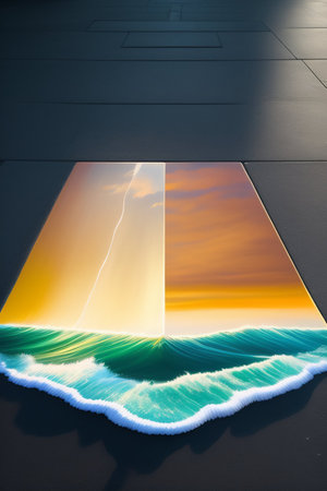 Abstract image of the sea in the interior of a modern building.