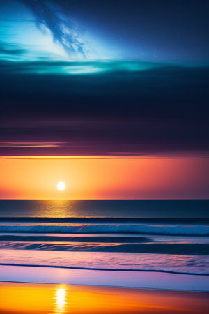 Beautiful seascape at sunset. Composition of nature.の写真素材