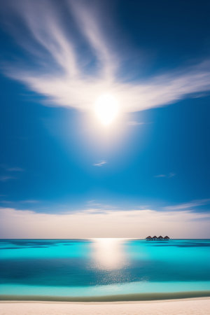 Beautiful tropical beach and sea with blue sky background - Holiday Vacation conceptの写真素材