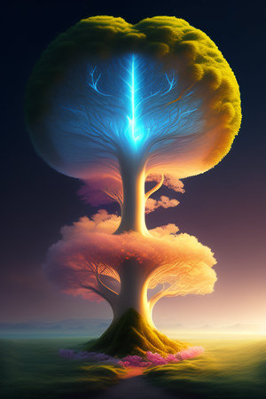 Tree of life. 3D illustration. Computer generated image. Nature background.の写真素材