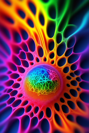3D surreal illustration. Sacred geometry. Mysterious psychedelic relaxation pattern. Fractal abstract texture. Digital artwork graphic astrology magicの写真素材