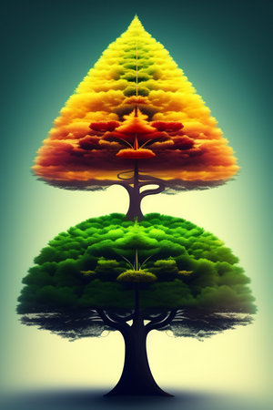 Colorful tree in the form of a rainbow. Vector illustration.の写真素材