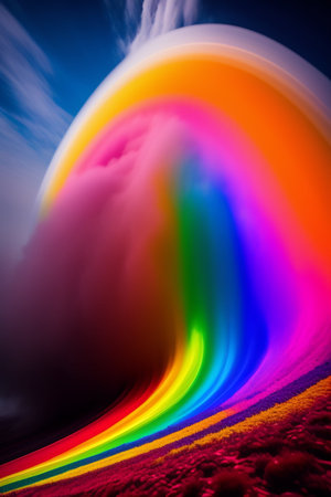 abstract rainbow background with some smooth lines in it and some curvesの写真素材