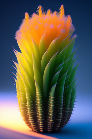 Cactus on a blue background. 3d rendering, 3d illustration.の写真素材