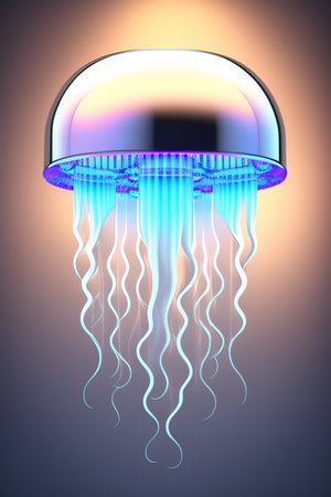 Jellyfish on a colored background. 3d render illustration.の写真素材