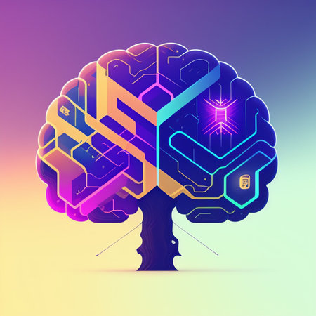 Artificial intelligence concept with brain and circuit board. Vector illustration.の写真素材