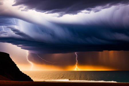 Dramatic Stormy Sky over the Atlantic Ocean, Portugal.