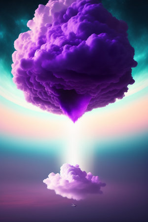 3D Illustration of an abstract background with a cloud and a sunの写真素材