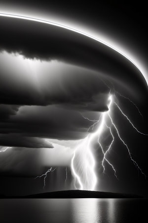 Lightning strike in the dark sky. 3D rendered illustration.