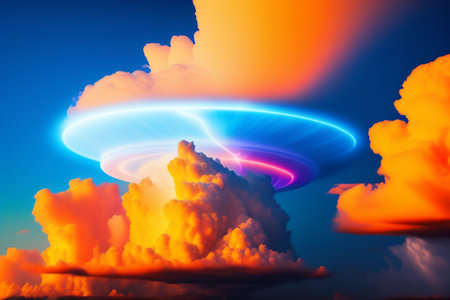 Explosion with sun in the sky. 3d render illustration.の写真素材