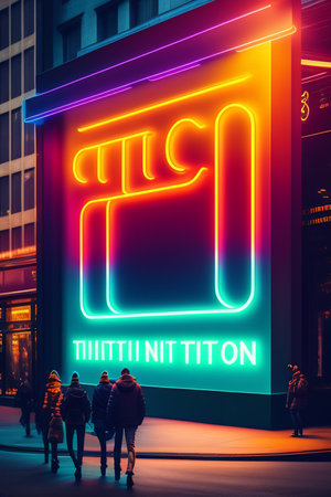 The TCL Sign in Manhattan, New York City, USA. TCL is the world's largest furniture retailerの写真素材
