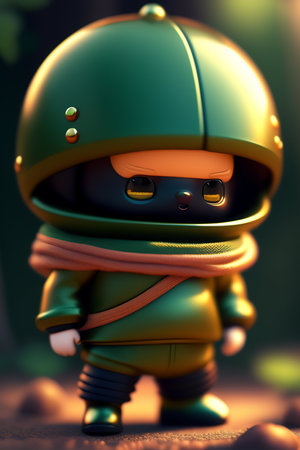 3D Illustration of a Green Alien Soldier, 3D Renderの素材