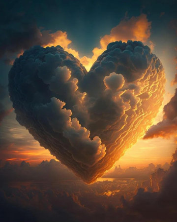 Heart shaped cloud in the sky, valentine's day conceptの写真素材