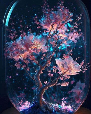Beautiful spring flowers in a transparent glass vase. 3D renderingの写真素材