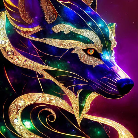 Illustration of a wolf as a symbol of the new year 2015の素材