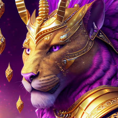3D Illustration of a Mask of a Unicorn with a Golden Crownの素材