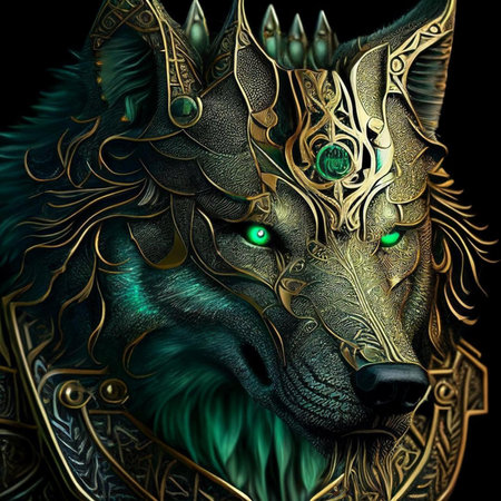 Portrait of a wolf as a symbol of protection and security.の素材