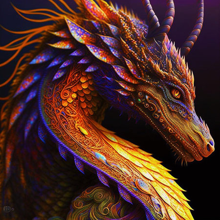 Dragon. Computer generated graphics. 3D fractal artwork for creative art,design and entertainmentの素材