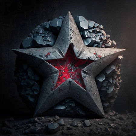 Grunge broken star on dark background. 3d rendering.の写真素材