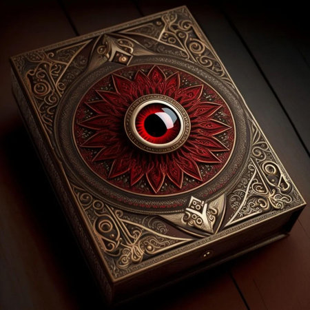 Eye of God in a box on a wooden background. Close-up.