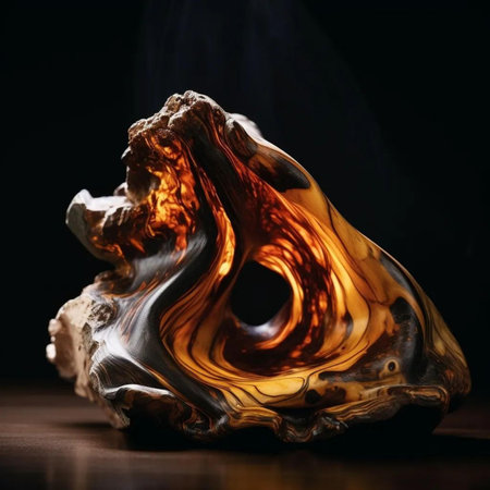 Burning incense in a bowl on dark background. Close-up.の素材