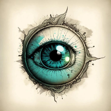 Human eye. Hand drawn illustration. Computer generated image. Vintage style.の写真素材
