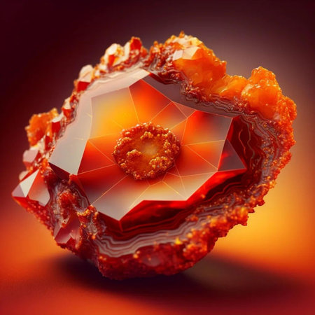 Red gemstone on a dark background. 3d render illustration.の写真素材