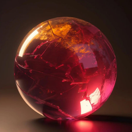 crystal ball on a dark background with a beam of light.の写真素材