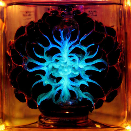 Abstract fractal in the form of a flower in a glass bottleの写真素材