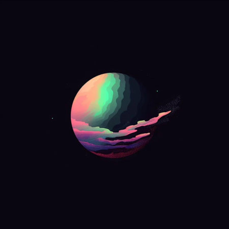 Abstract colorful planet on a dark background. Vector illustration for your designの写真素材
