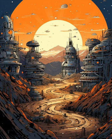 cartoon scene with astronaut ship on the moon - illustration for childrenの写真素材