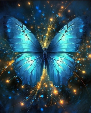 Butterfly in the space. Fractal art background for creative designの写真素材