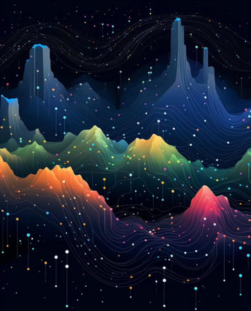 Abstract background with mountains and stars. Vector illustration. Eps 10.の写真素材