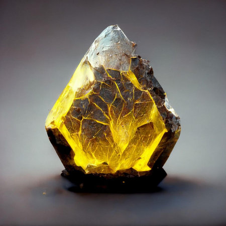 Amber gemstone on a dark background. Macro photography of natural mineral.