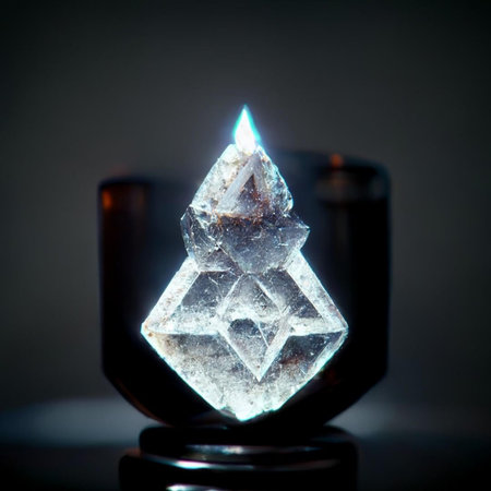 Close up of a crystal candle on a dark background with copy spaceの写真素材