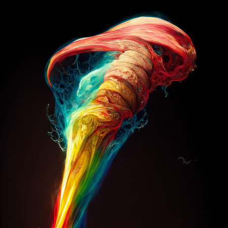Abstract multicolored smoke on a black background. Design element for graphics artworks.の写真素材
