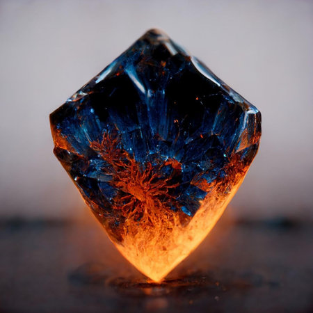 Beautiful blue crystal on a dark background close-up macro photographyの写真素材