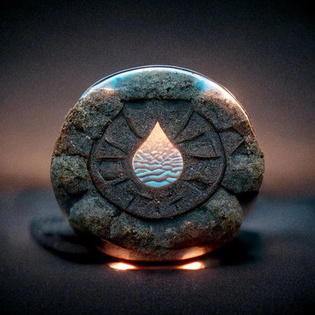 A stone with a pattern and a drop of water in it.の素材