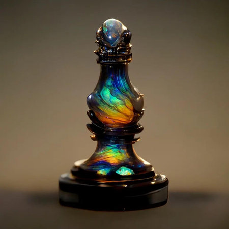 glass chess piece on a dark background, close-up of photoの写真素材