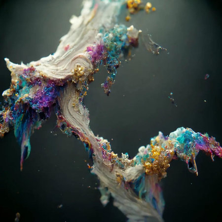 abstract paint splashes on a black background close-up macroの写真素材