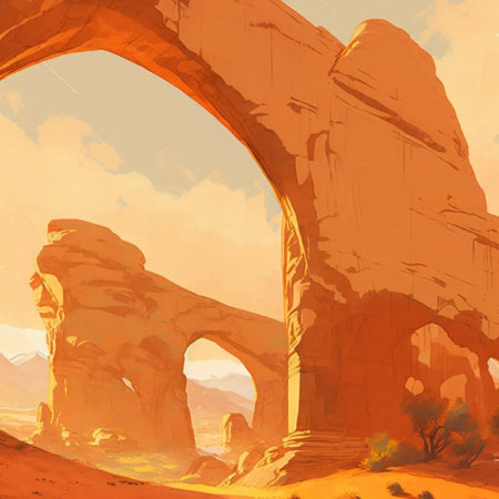 Arches National Park, Utah, USA. Digital painting, illustrationの写真素材