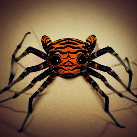 Closeup of a spider in its natural habitat. Toned.の写真素材