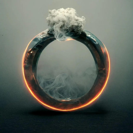 Ring with smoke on a dark background. The concept of love and romance.の素材