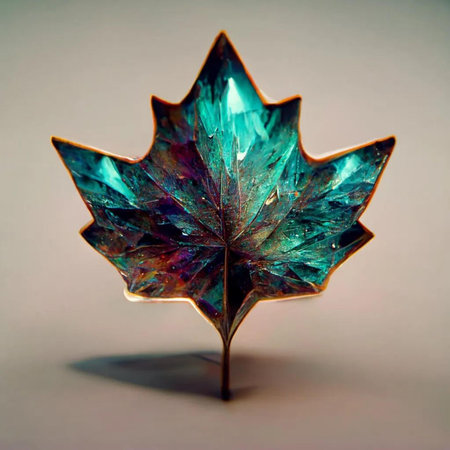 Macro shot of a green leaf in the shape of a maple leafの写真素材