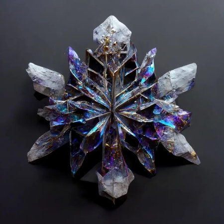 crystal brooch on a black background, closeup of photoの写真素材